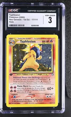 CGC 3 Typhlosion 2000 Neo Genesis 1st Edition 17/111 Holo Pokemon Card - Image 1