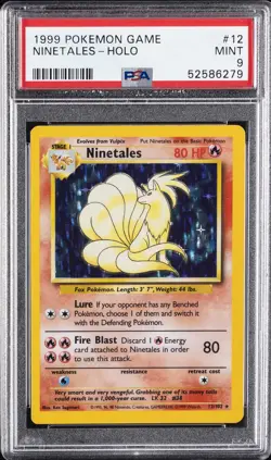 1999 POKEMON BASE SET UNLIMITED #12 NINETALES-HOLO PSA 9 - Image 1