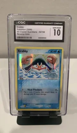 CGC 10 GEM MINT Krabby EX Crystal Guardians 54/100 Reverse Holo Stamped Pokemon - Image 1