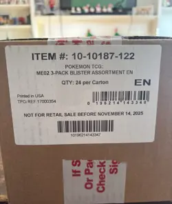 Pokemon TCG ME02 PHANTASMAL FLAMES 3 PACK BLISTER CASE Factory Sealed 24 ct - Image 1