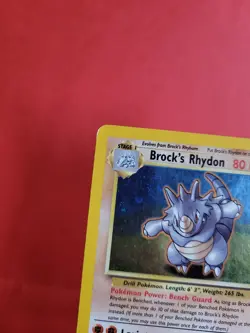 Pokemon Karte/card - Brock's Rhydon 2/132 Gym Heroes Holo Swirl - Light Played - Image 2