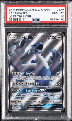 2018 POKEMON SUN & MOON LOST THUNDER #207 FULL ART/LUGIA GX PSA 10 - Image 1