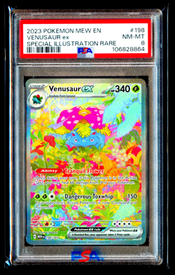 2023 POKEMON MEW EN-151 SPECIAL ILLUSTRATION RARE #198 VENUSAUR EX PSA 8 NM-MINT - Image 1