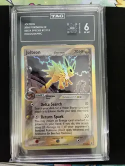 2005 POKEMON EX DELTA SPECIES JOLTEON #7 RARE HOLO FOIL TAG 6 EX-MT - Image 1