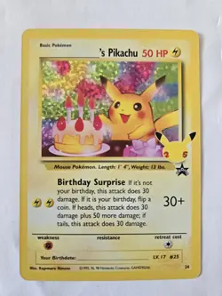 Pokemon TCG | Celebrations | Birthday Pikachu Promo Holo | #24 - Image 1