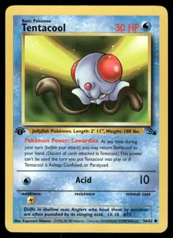 Pokemon Cards Tentacool 56/62 1ST EDITION Fossil WOTC Common NM - Image 1