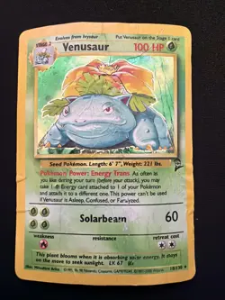 Pokemon Venusuar Holo Rare Card Base Set 2, #18/130, WOTC **Damaged** - Image 1