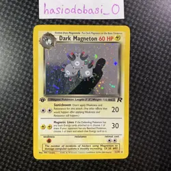 Pokemon TCG Dark Magneton 11/82 Team Rocket Holo Rare 1st Edition MP Condition - Image 1