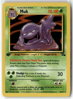 Muk ⭐ 28/62 Rare Fossil 1999 Pokemon 1st Edition NM/LP - Image 1