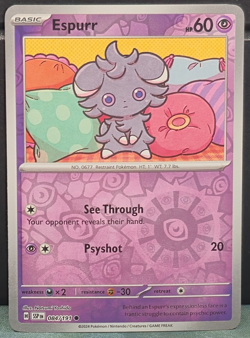 Espurr 084/191 REVERSE HOLO Pokemon Surging Sparks Near Mint Card Game TCG - Image 1