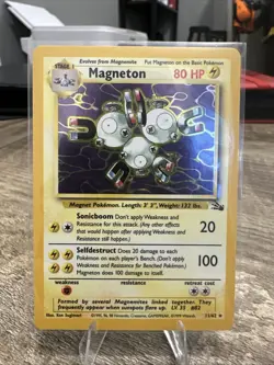 Pokemon TCG Magneton 1st Edition Unlimited Holo Rare Card Fossil 11/62 Clean! - Image 1