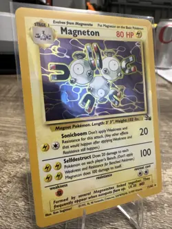 Pokemon TCG Magneton 1st Edition Unlimited Holo Rare Card Fossil 11/62 Clean! - Image 2