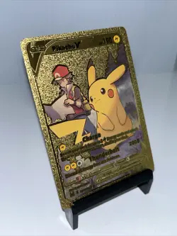 Pikachu V Metal Gold Foil Pokemon Card Fan Art Display Card HP190 - Image 3