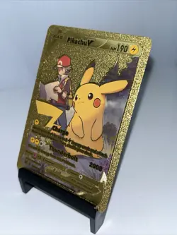 Pikachu V Metal Gold Foil Pokemon Card Fan Art Display Card HP190 - Image 4