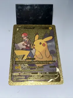 Pikachu V Metal Gold Foil Pokemon Card Fan Art Display Card HP190 - Image 5