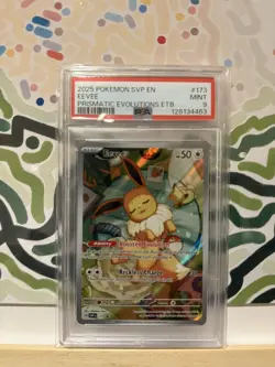 Pokemon TCG Prismatic Evolutions Eevee - Black Star Promo SVP 173 PSA 9 - Image 1