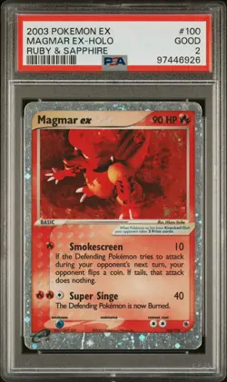 PSA 2 Magmar EX - Ruby & Sapphire 100/109 Ultra Rare Holo Pokemon 2003 E Reader - Image 1