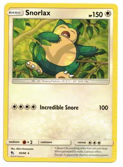 Pokemon Card: Snorlax 50/68 Hidden Fates Rare! NM - Image 1