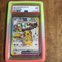PSA 9 Pikachu ex 219/191 Ultra Rare Surging Sparks SSP Pokemon Card - Image 1