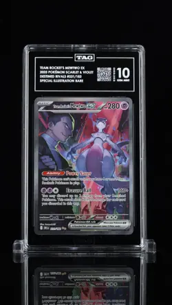 Pokemon TCG Destined Rivals Team Rockets Mewtwo EX Card #231 TAG 10 Gem Mint 975 - Image 1