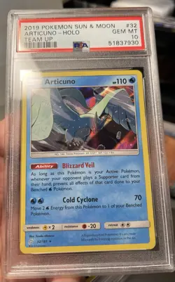 POKEMON SUN & MOON Team Up #32 Articuno Holo Rare PSA 10 GEM MINT Low Pop 1 day - Image 1
