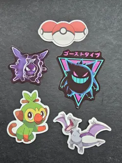 Pokemon Stickers Job Lot Bundle Gengar Aerodactyl Cloyster Grookey - Image 1