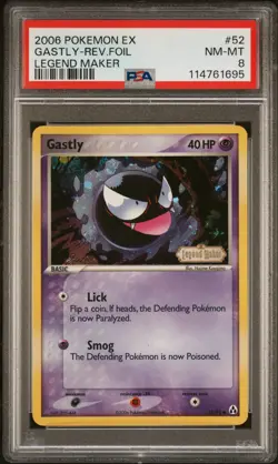 2006 POKEMON EX LEGEND MAKER GASTLY #52 REVERSE PSA 8 NM #114761695 (SWIRL) - Image 1