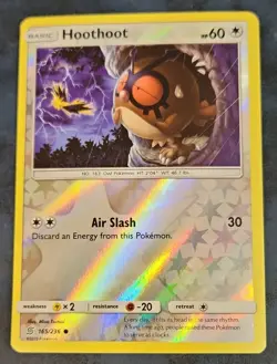 2019 Pokemon Sun & Moon Unified Minds Hoothoot #165/236 Reverse Holo - Image 1