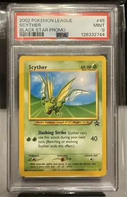 2002 WOTC POKEMON POKEMON LEAGUE BLACK STAR PROMO SCYTHER #45 PSA 9 MINT A - Image 1