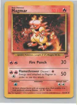 Base Set 2 #051/130 Magmar Pokemon Moderately Played - Image 1