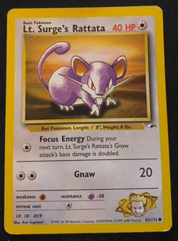 Pokemon TCG Lt. Surge's Rattata Gym Heroes 82/132 Regular HP - Image 1