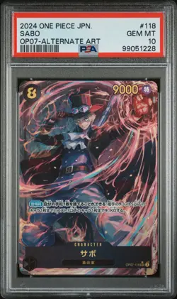 PSA 10 Sabo OP07-118 SEC ALT ART One Piece Card Japanese - Image 1