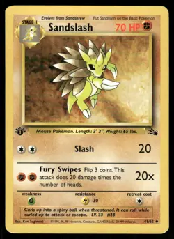 Pokemon Cards Sandslash 41/62 1ST EDITION Fossil WOTC Uncommon NM - Image 1