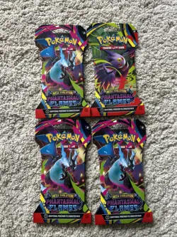 Sealed! Pokemon Mega Evolution Phantasmal Flames Sleeved Booster Pack X4 - Image 1