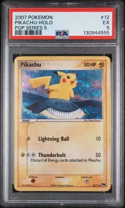 PSA 5 EX Pikachu #12/17 CORRECTED BACK SWIRL HOLO BLEED Pokemon Pop Series 5 - Image 1