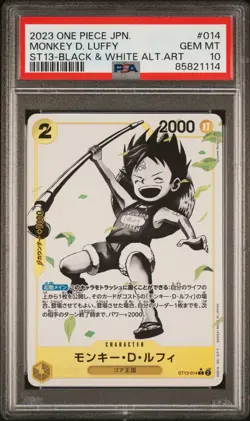 PSA 10 One Piece Japanese Monkey D. Luffy ST13-014 Black & White Alternate Art - Image 1