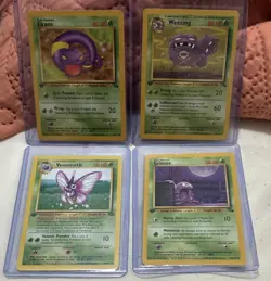 Pokemon TCG Jungle 1st Edition Ekans Weezing Venomoth Grimer 4 Card Lot 1999 NM - Image 1
