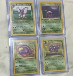 Pokemon TCG Jungle 1st Edition Ekans Weezing Venomoth Grimer 4 Card Lot 1999 NM - Image 2