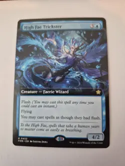 1x MTG High Fae Trickster EXTENDED ART 0453 FDN NM x1 - Image 1