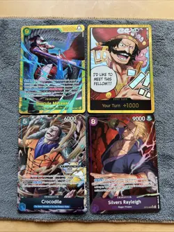 One Piece CCG Don!! Mihawk SEC Crocodile CS Event Pack Silvers Alt Bundle NM ENG - Image 1