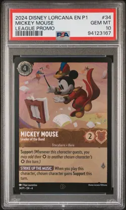 Disney Lorcana Mickey Mouse Leader of the Band Promo 34/P1 2024 Foil PSA 10 - Image 1