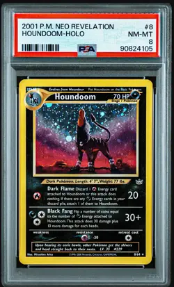 Pokemon Houndoom Holo Rare Card 70 HP Neo Revelation 08/64 PSA 8 English - Image 1