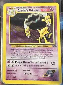 Pokemon Cards: Gym Challenge Rare Holo: Sabrina's Alakazam 16/132 HP - Image 1