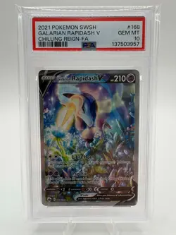 Pokemon Galarian Rapidash V Chilling Reign Full Art #168 PSA 10 Gem Mint - Image 1