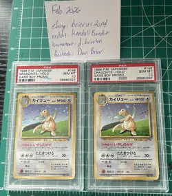 Dragonite PSA 10 Pokemon Japanese Game Boy Promo #149 Holo 1998 - Image 1