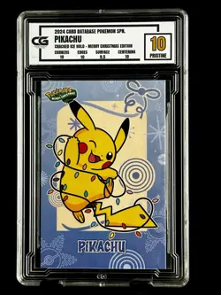 2024 Pokemon CG 10 Pristine PIKACHU Christmas Data TCG XMAS Holiday CGC PSA 7 - Image 1