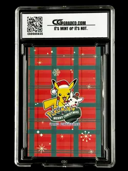 2024 Pokemon CG 10 Pristine PIKACHU Christmas Data TCG XMAS Holiday CGC PSA 7 - Image 2