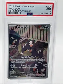 2023 Pokemon OBF EN Illustration Rare #204 Houndour PSA 9 MINT - Image 1