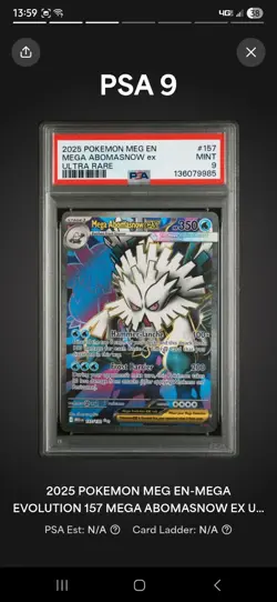 Pokemon TCG Mega Evolution 157/132 English Mega Abomasnow EX Ultra Rare PSA 9 - Image 4