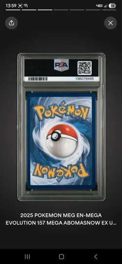 Pokemon TCG Mega Evolution 157/132 English Mega Abomasnow EX Ultra Rare PSA 9 - Image 5